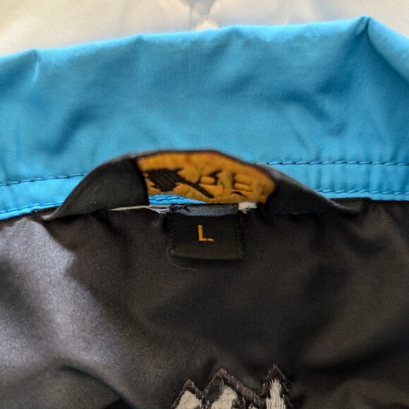 REI Vest Men's L Black Blue Full Zip‎ Snap Mock Neck Pockets Outdoors Logo - Picture 13 of 15